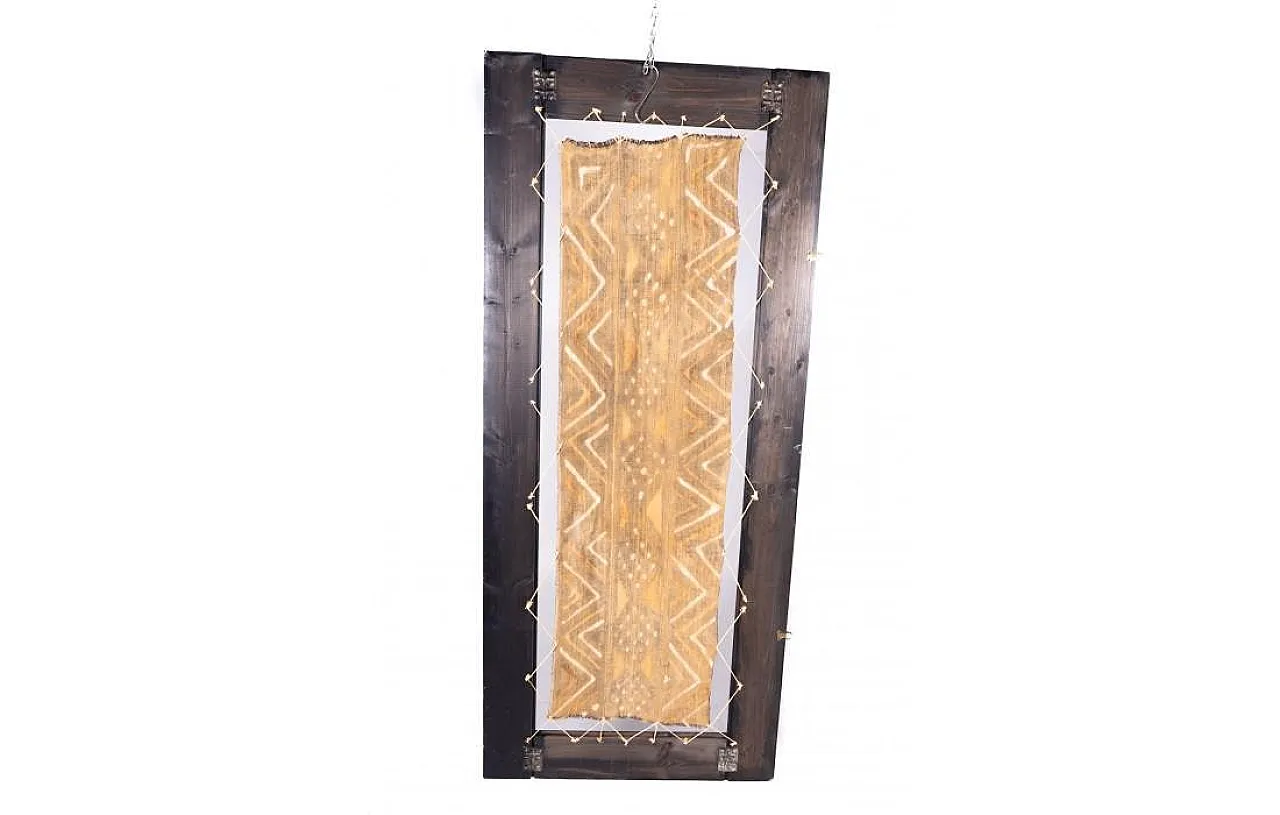 Arazzo etnico con cornice in legno, anni '80 6