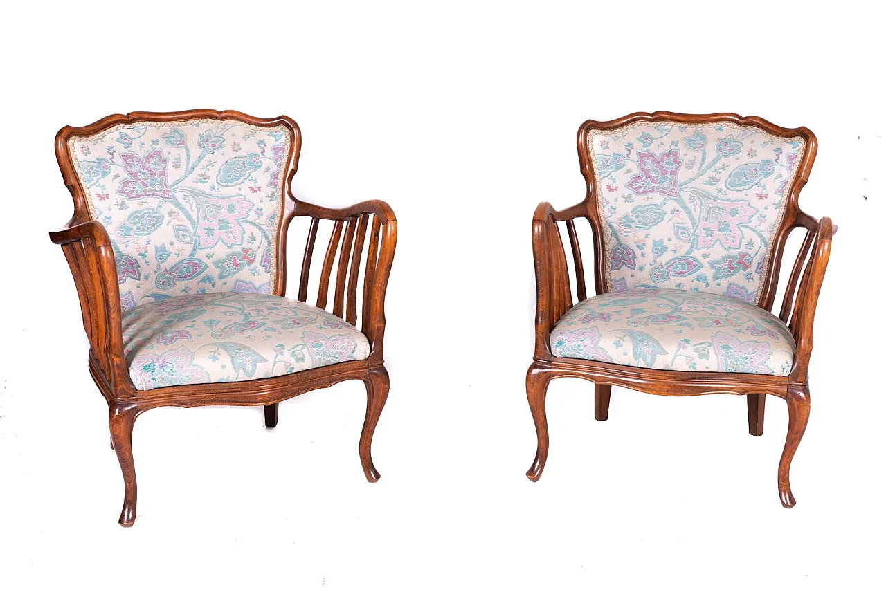 Pair of floral armchairs, 1960s 1