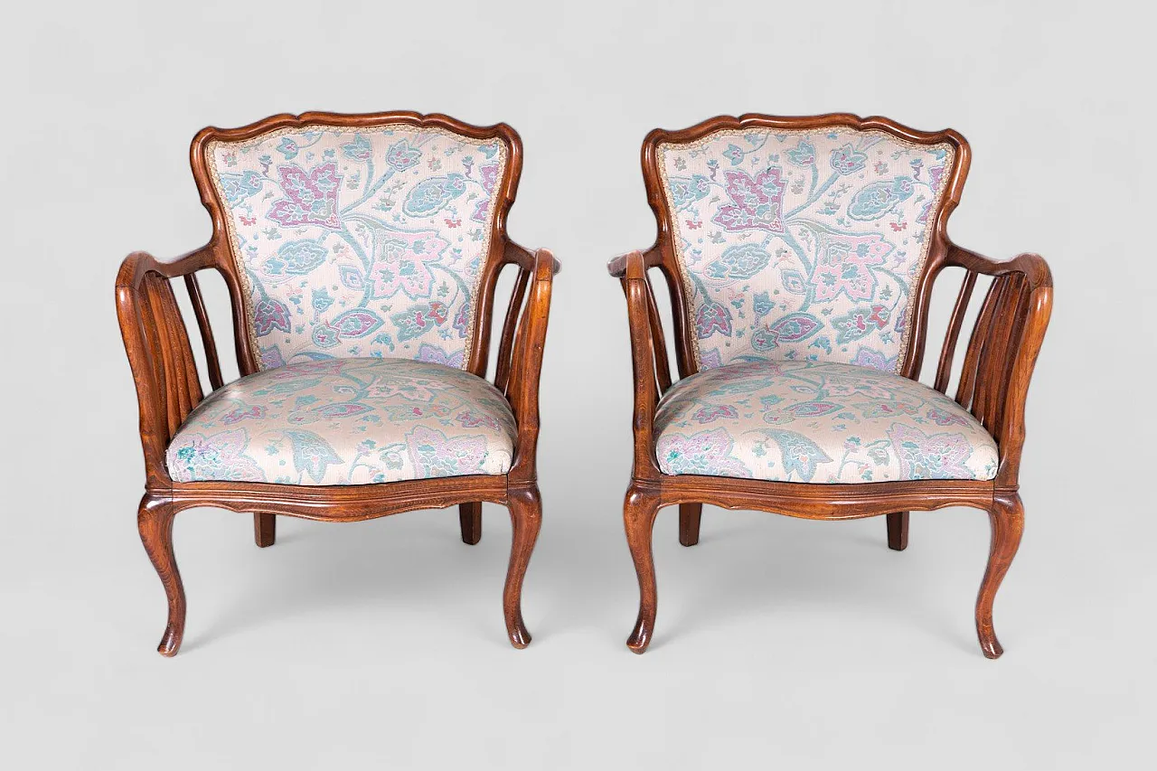 Pair of floral armchairs, 1960s 4