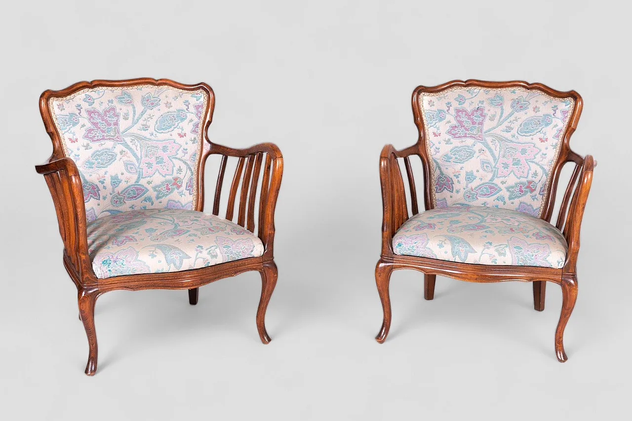 Pair of floral armchairs, 1960s 6