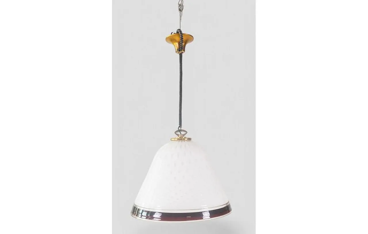 Murano cased glass pendant lamp with Ruby Trim, 1960s 2
