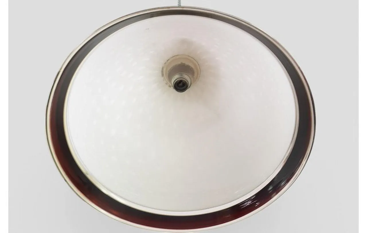 Murano cased glass pendant lamp with Ruby Trim, 1960s 7