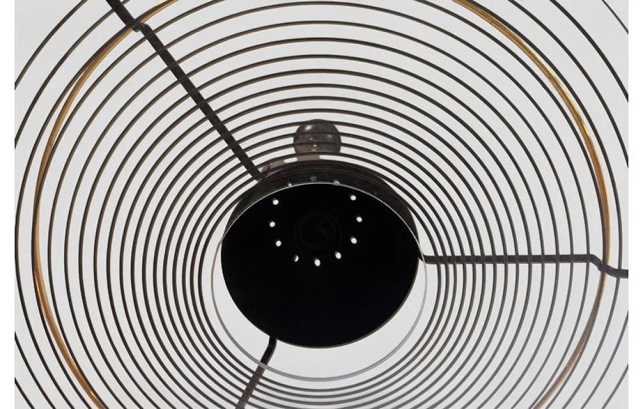Modernist glass and metal pendant lamp with graphic details, 1960s 7
