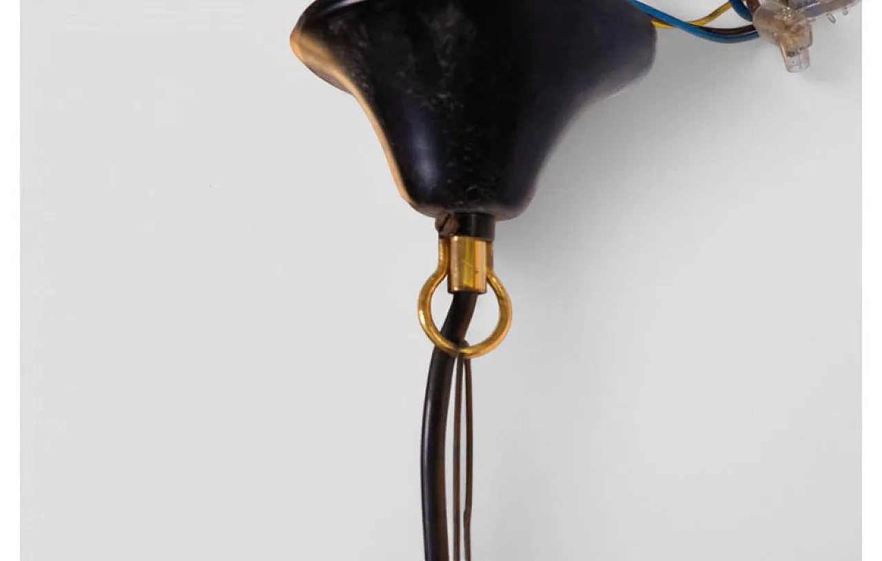 Modernist glass and metal pendant lamp with graphic details, 1960s 9