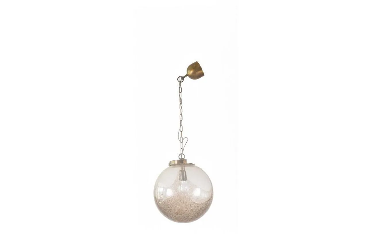 Blown glass and brass pendant lamp, 1960s 1
