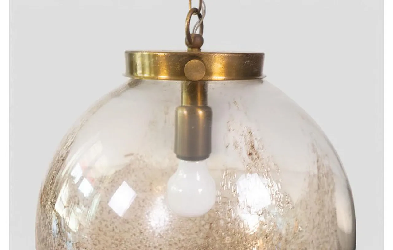 Blown glass and brass pendant lamp, 1960s 5