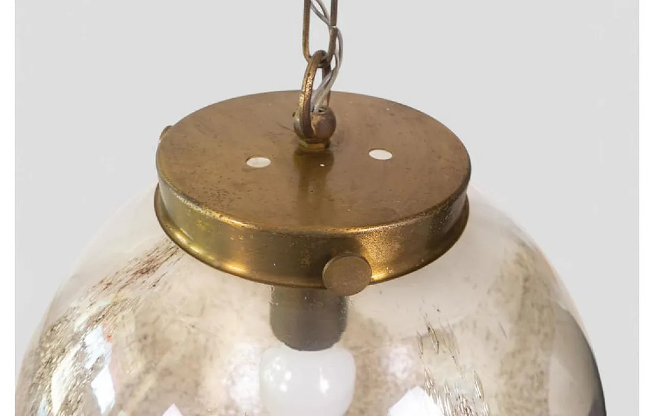 Blown glass and brass pendant lamp, 1960s 6