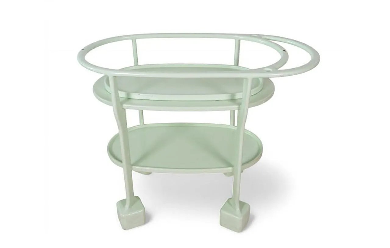 Art Deco serving cart in light green lacquered wood, 1930s 1