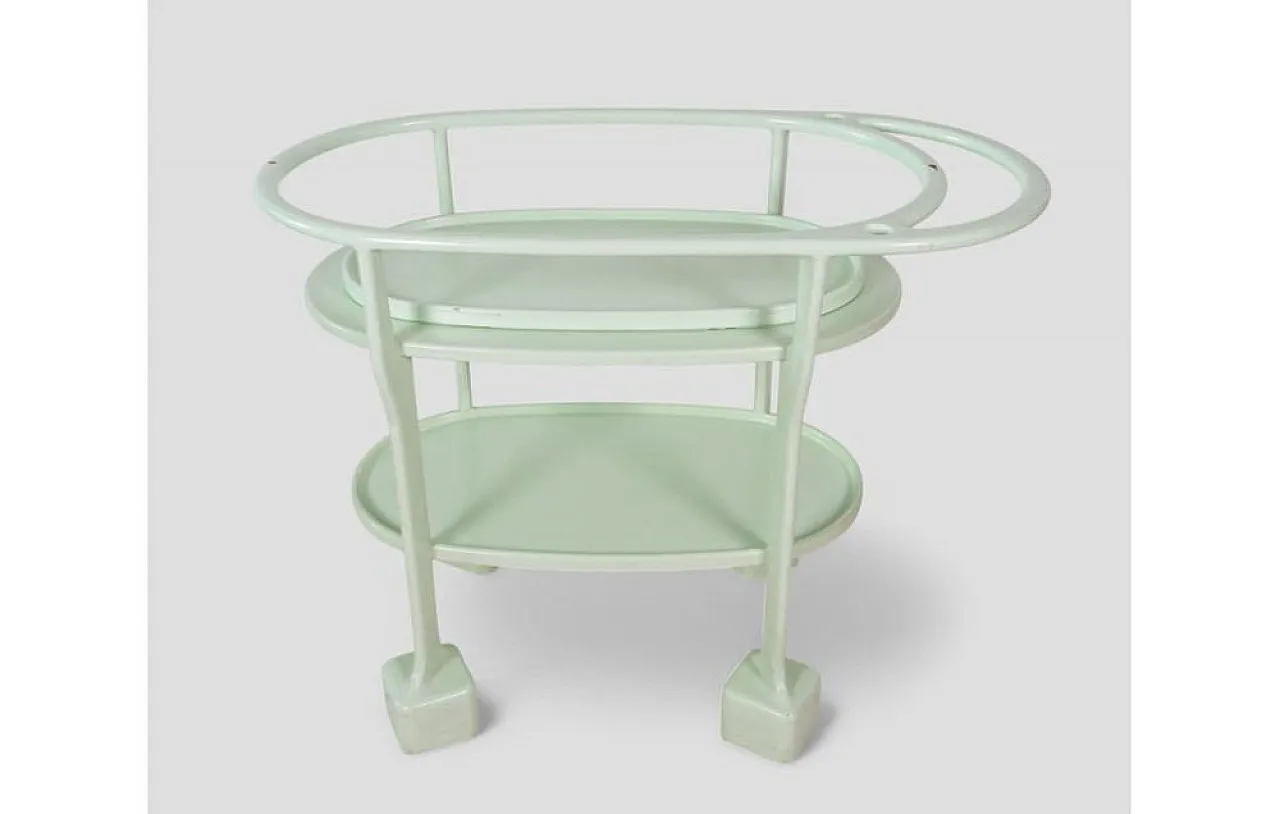Art Deco serving cart in light green lacquered wood, 1930s 2