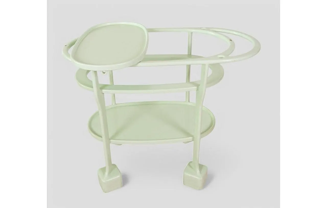 Art Deco serving cart in light green lacquered wood, 1930s 5