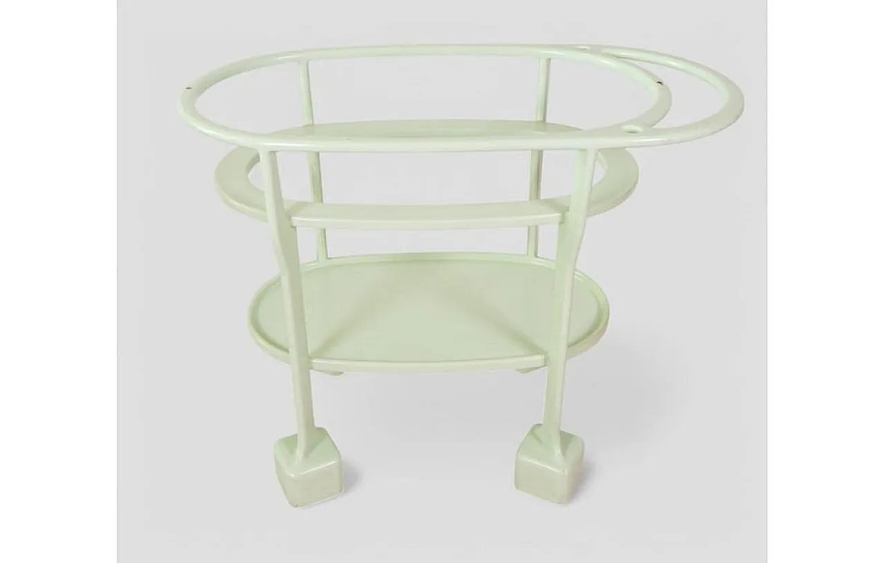 Art Deco serving cart in light green lacquered wood, 1930s 6