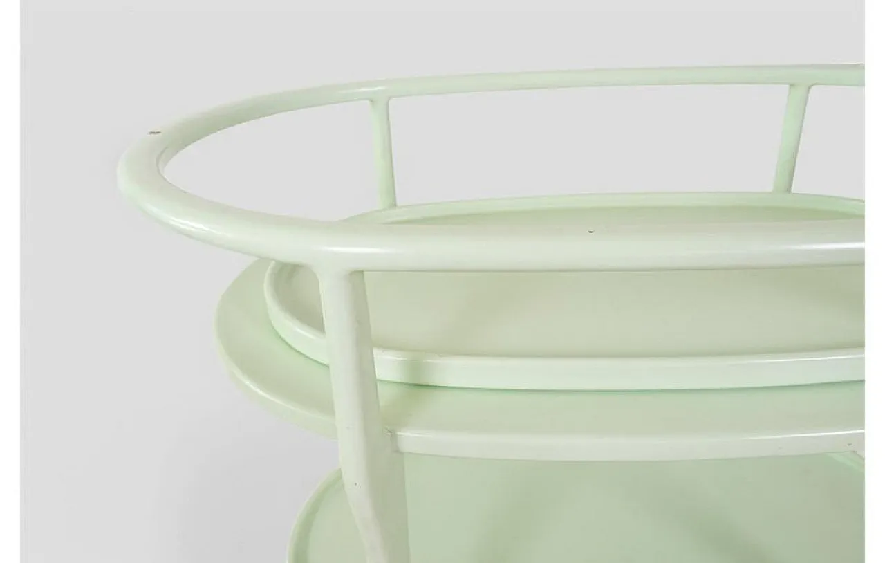 Art Deco serving cart in light green lacquered wood, 1930s 11