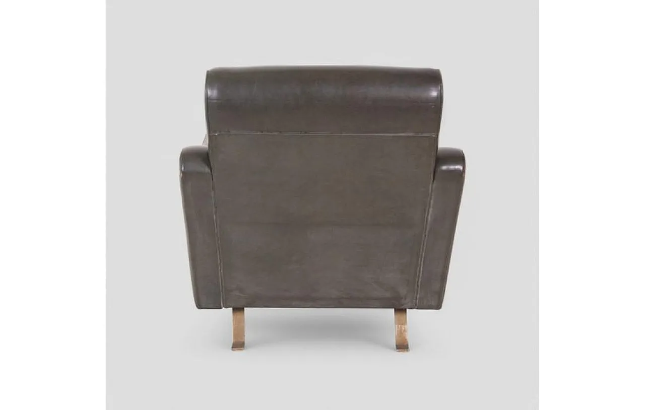 Chair in dark green faux leather with metal legs, 1950s 5