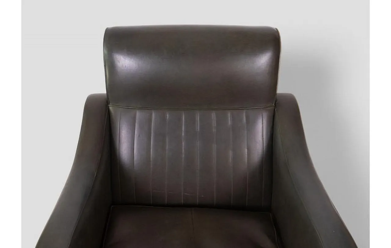 Chair in dark green faux leather with metal legs, 1950s 7