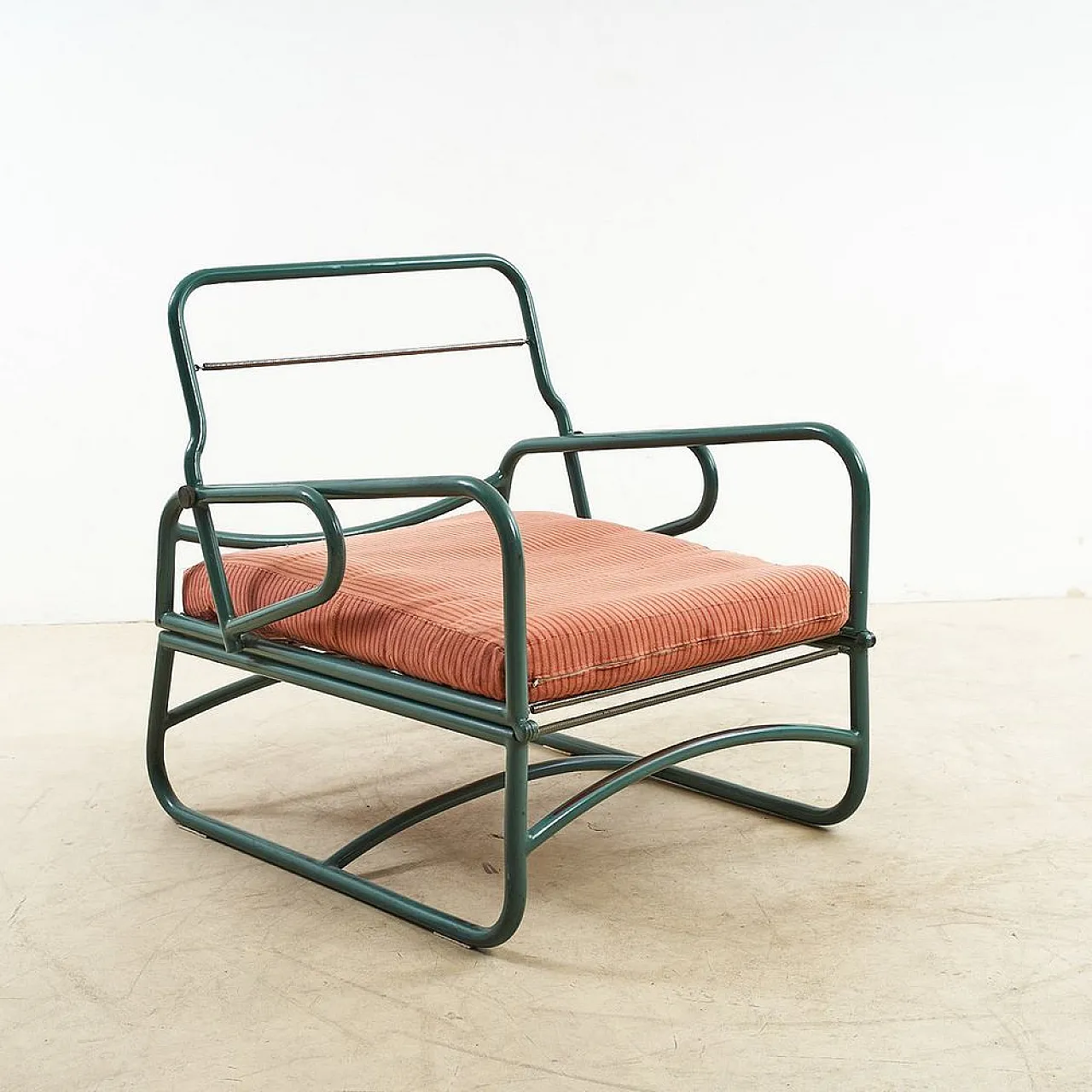 Military Armchair Bed in tubular green metal, 1960s 1