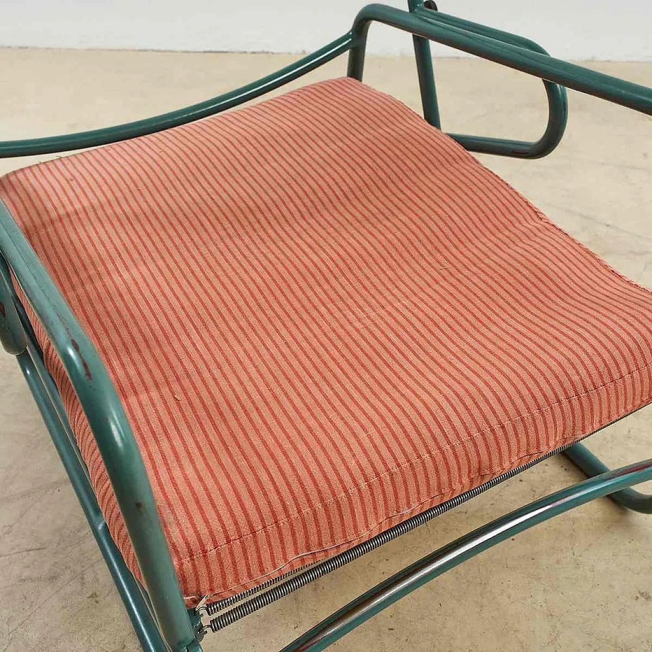 Military Armchair Bed in tubular green metal, 1960s 2