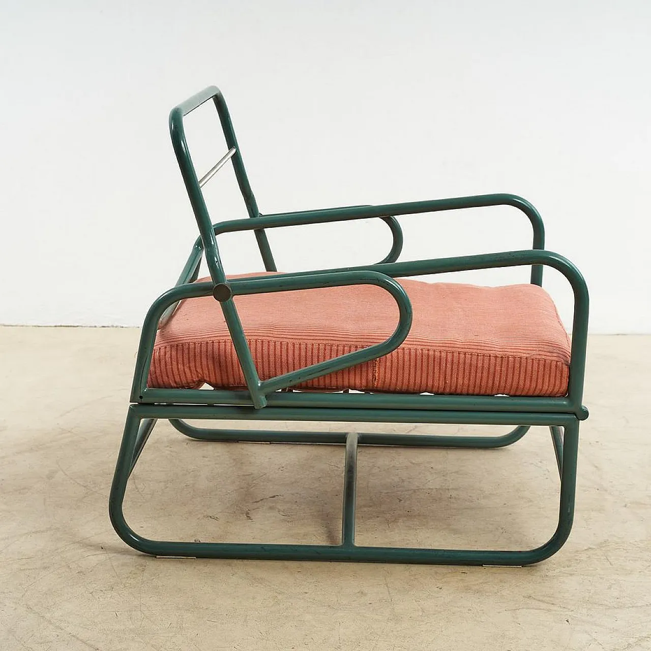 Military Armchair Bed in tubular green metal, 1960s 4