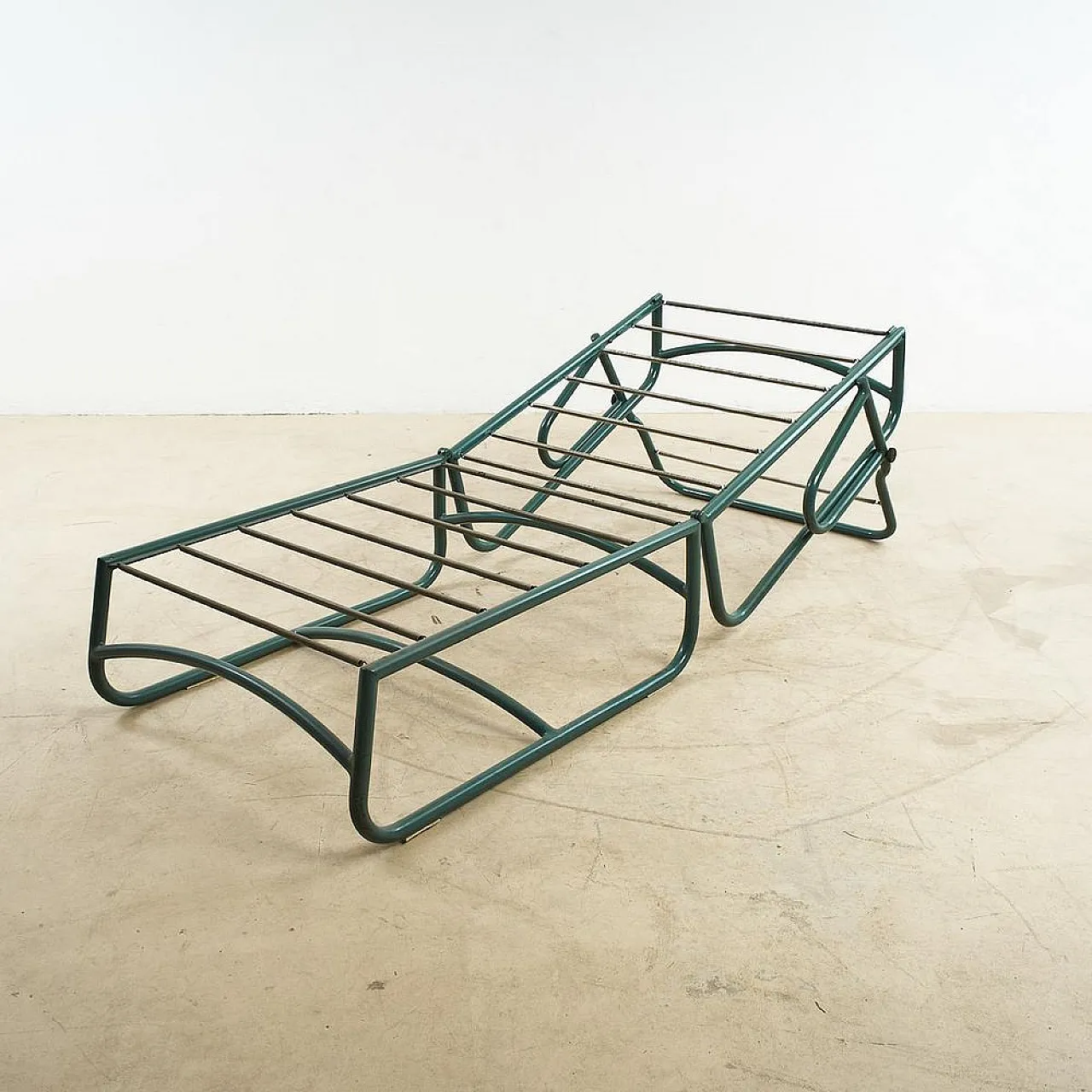 Military Armchair Bed in tubular green metal, 1960s 5