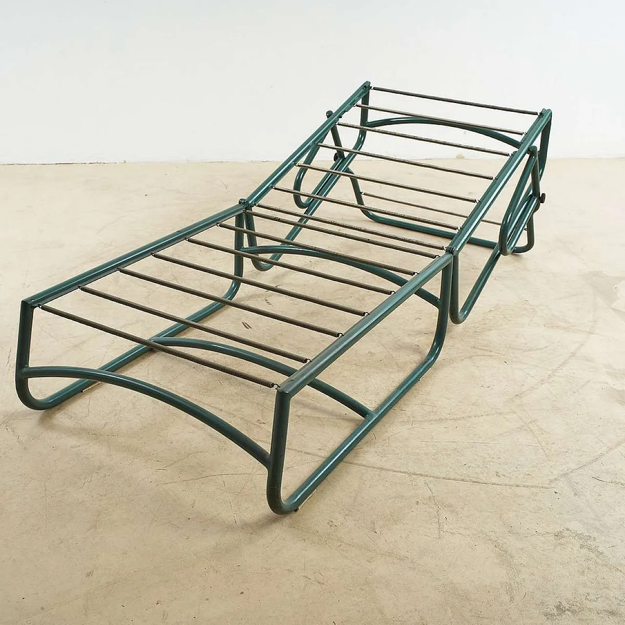 Military Armchair Bed in tubular green metal, 1960s 6