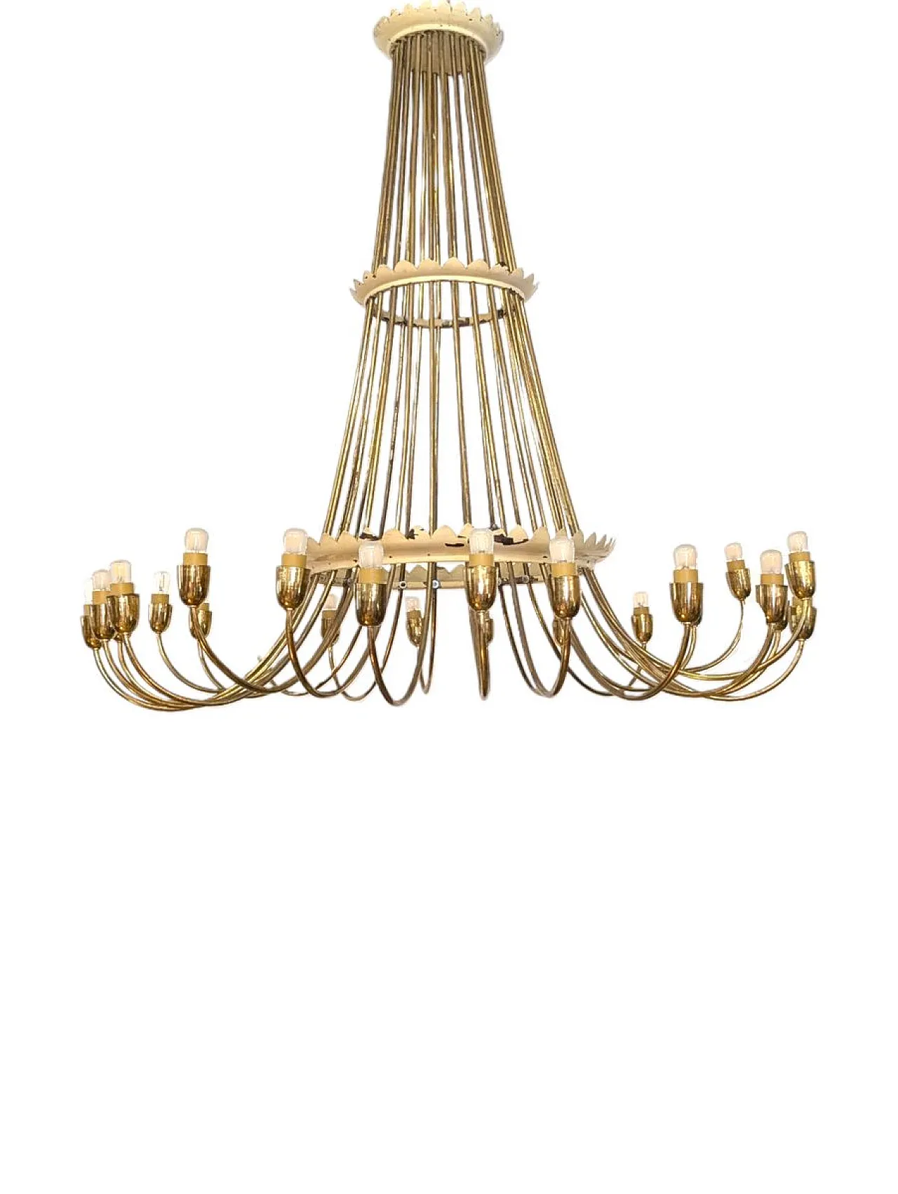 Golden brass waterfall chandelier, early 20th century 1