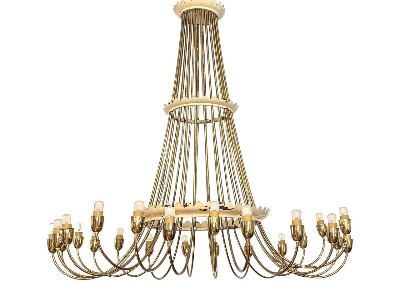 Golden brass waterfall chandelier, early 20th century 2