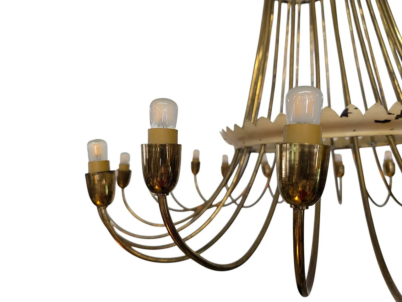Golden brass waterfall chandelier, early 20th century 8