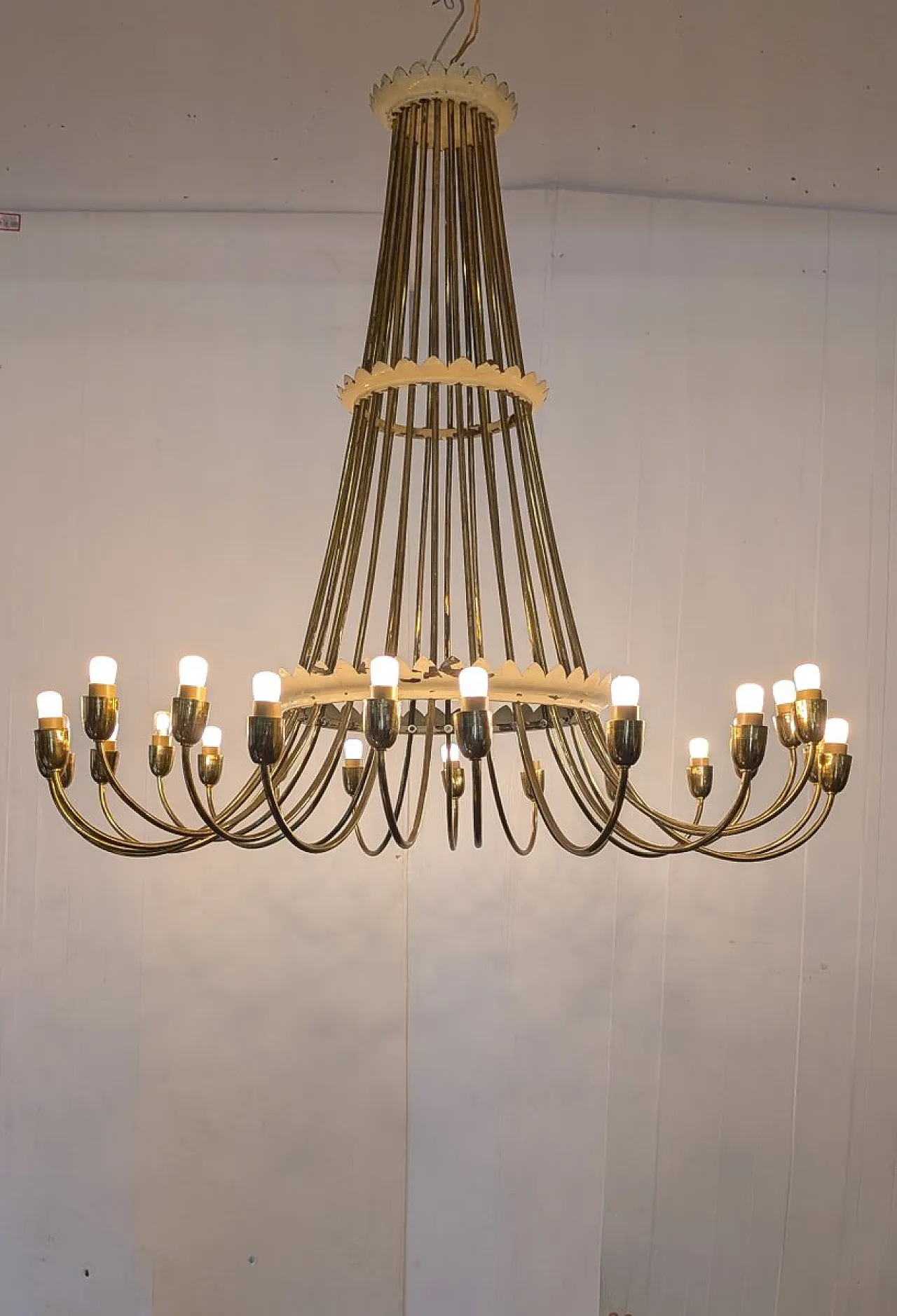 Golden brass waterfall chandelier, early 20th century 9
