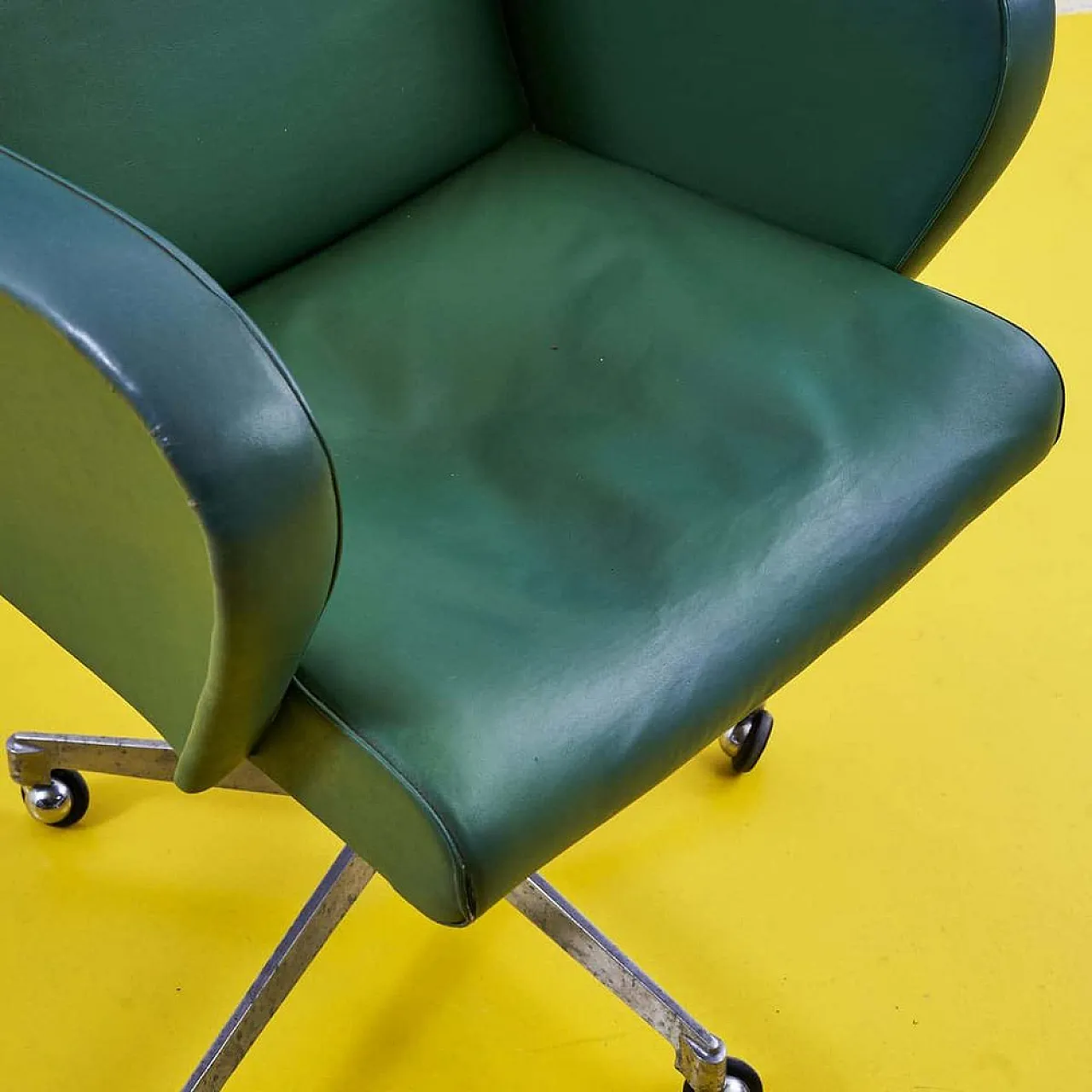 Faux leather Green Office Chair, 1970s 3