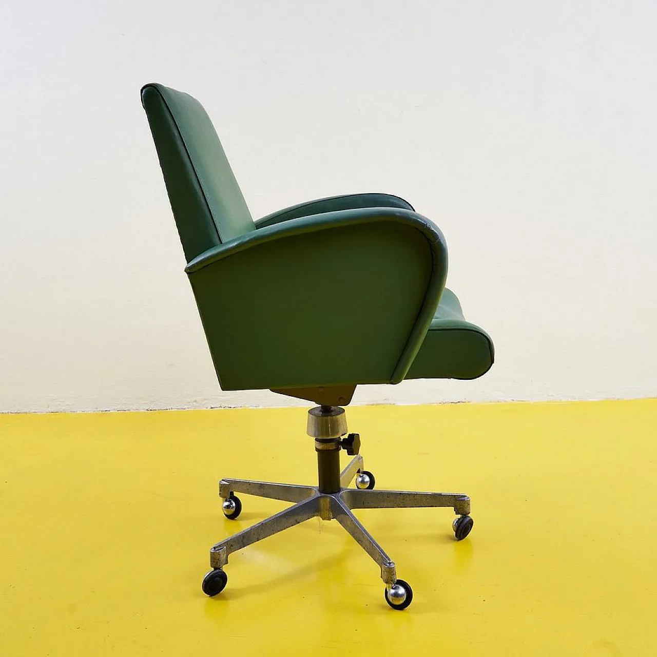 Faux leather Green Office Chair, 1970s 6