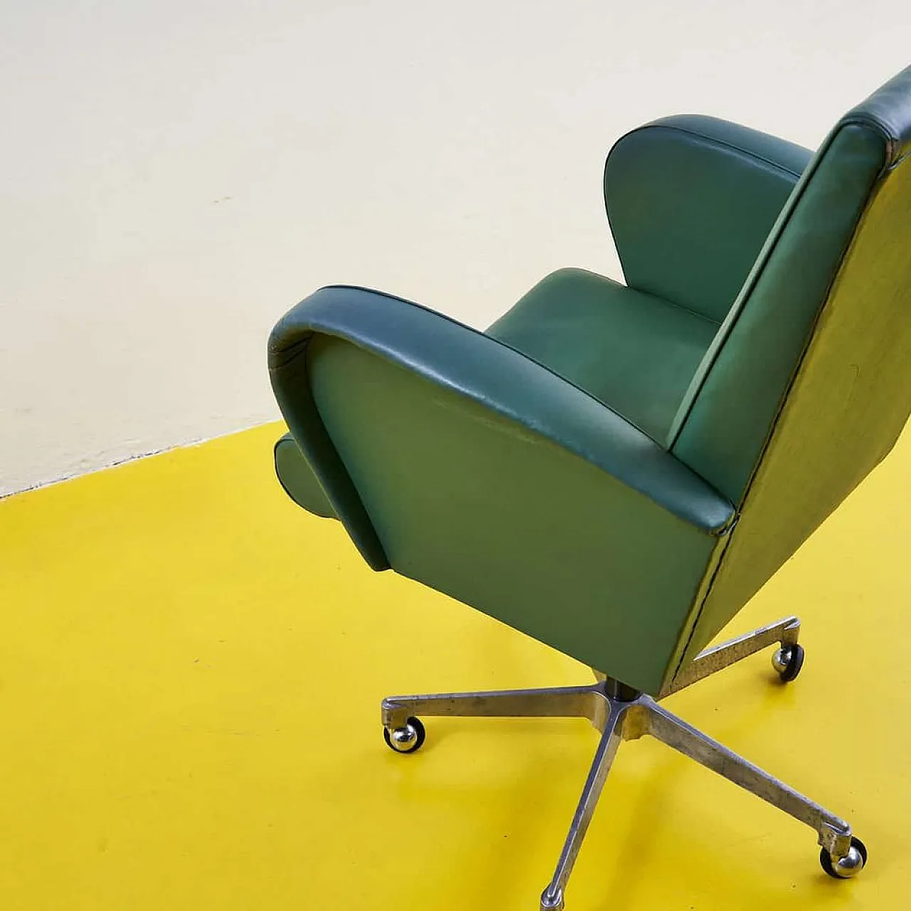 Faux leather Green Office Chair, 1970s 8