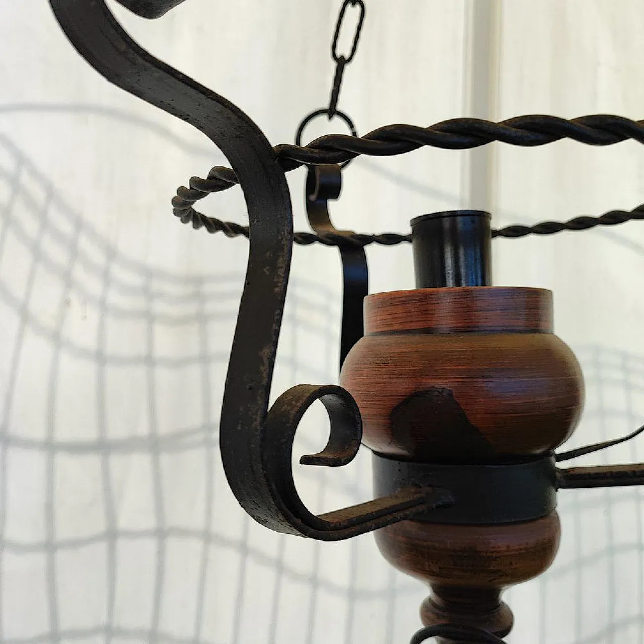 2 Wooden and Metal Chandeliers, early 20th century 3