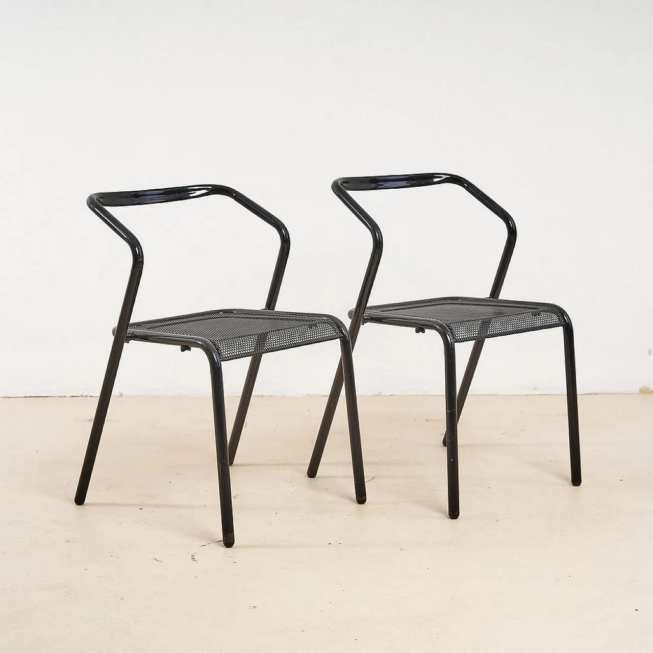 Pair of Minimal Metal Chairs, 1990s 1