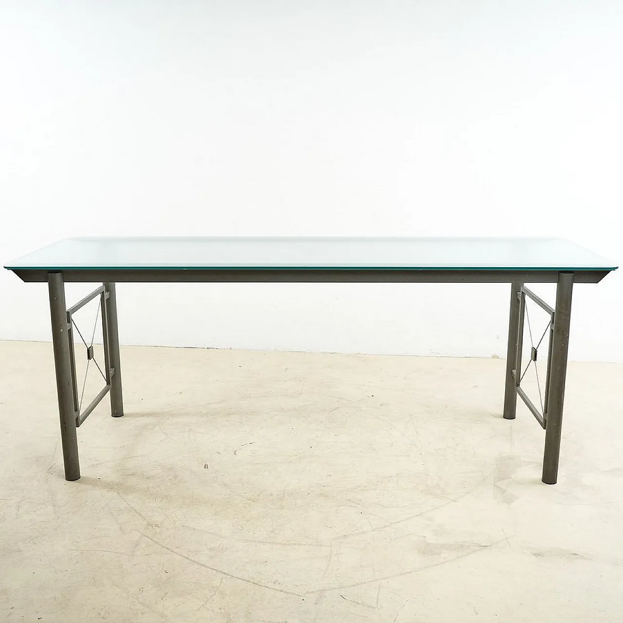 Iron Table with Glass Top, 20th century 1