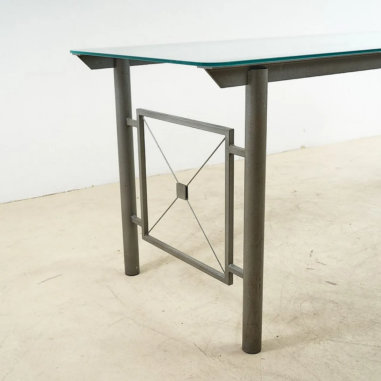 Iron Table with Glass Top, 20th century 2