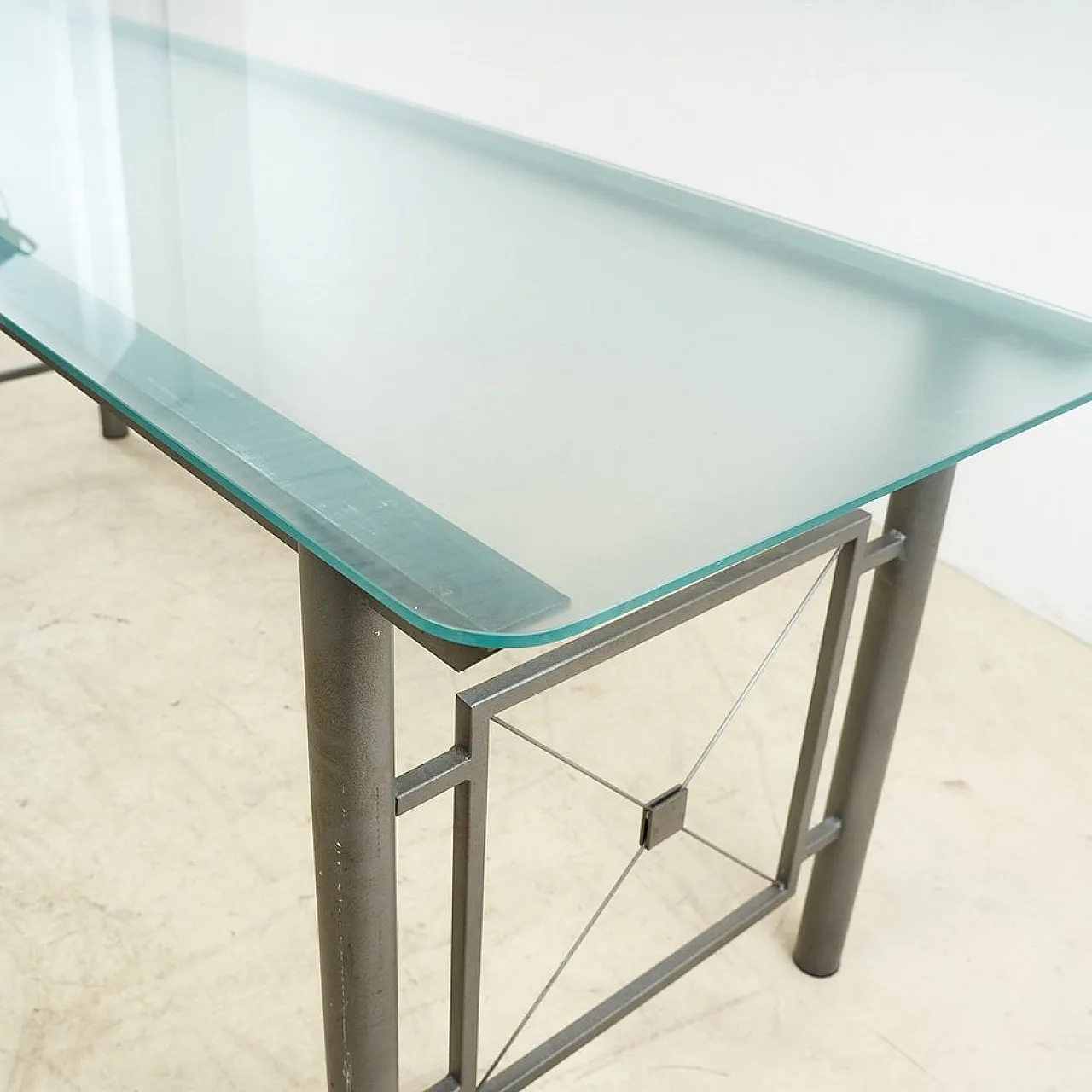 Iron Table with Glass Top, 20th century 5