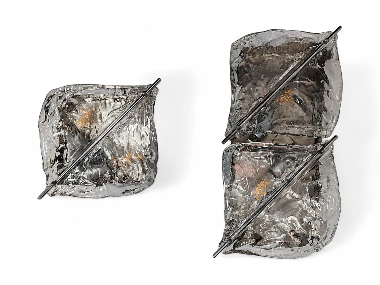 Pair of Murano glass wall lamps from Zero Quattro, 1970s 1