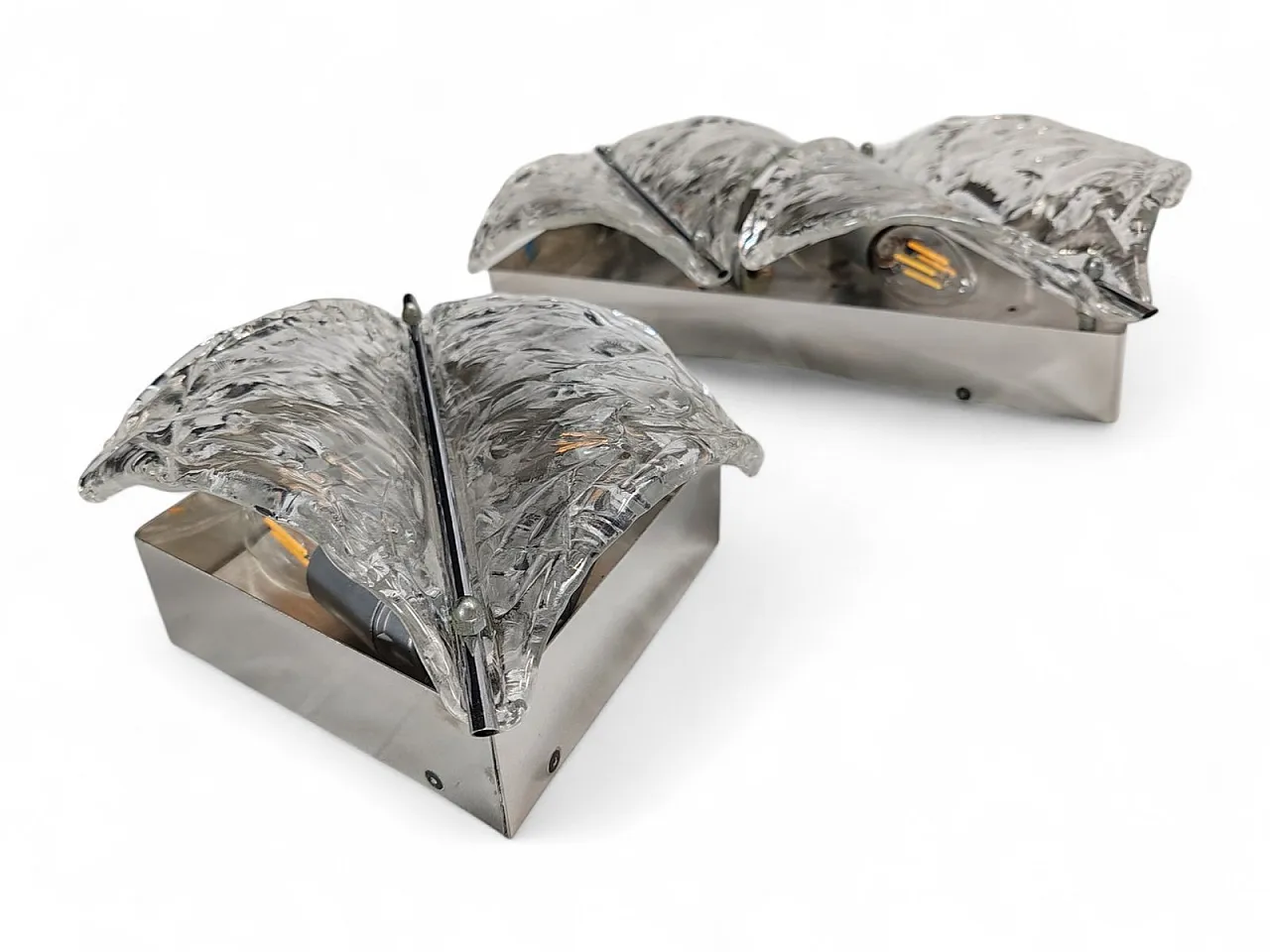 Pair of Murano glass wall lamps from Zero Quattro, 1970s 2