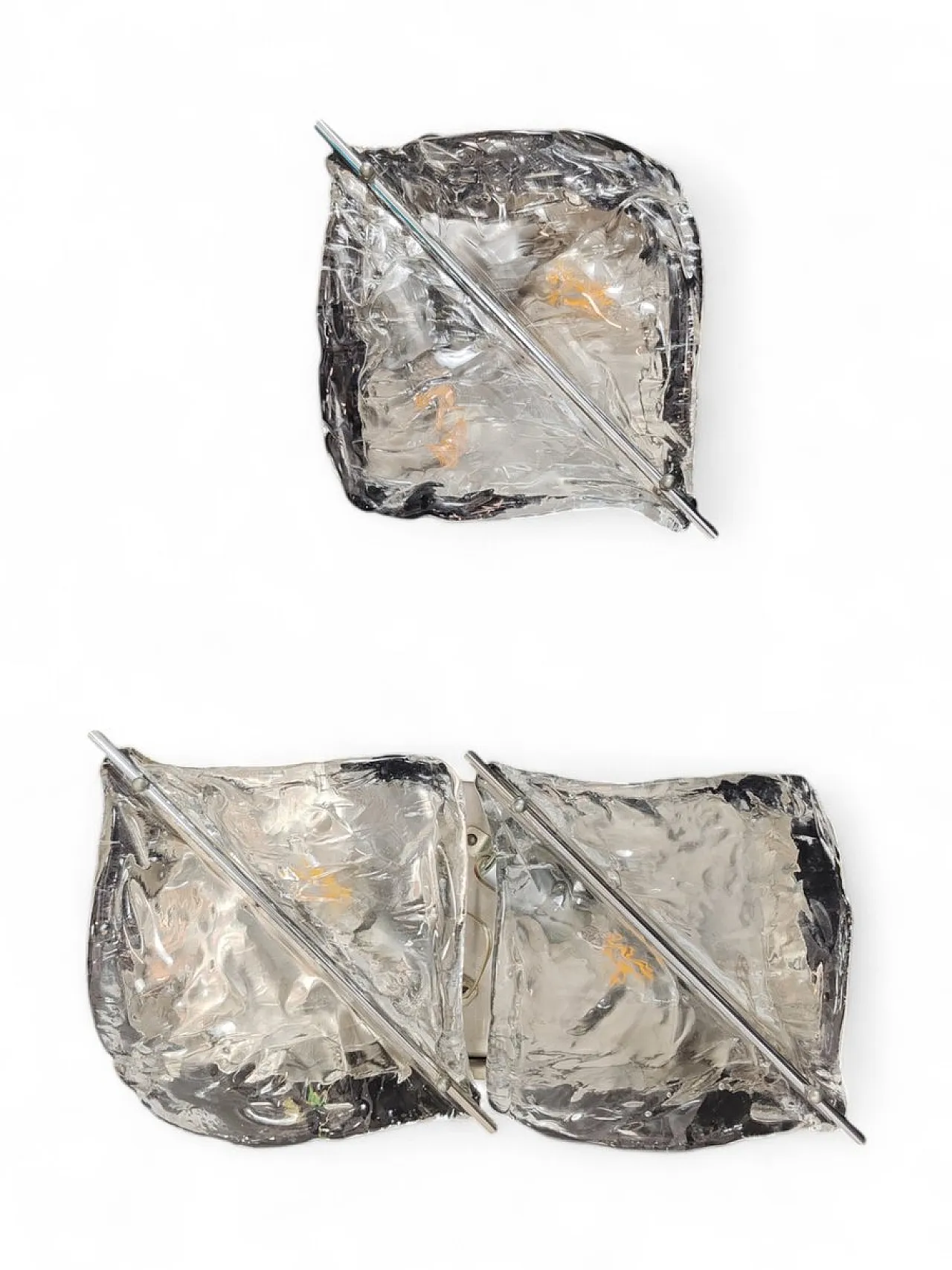 Pair of Murano glass wall lamps from Zero Quattro, 1970s 5