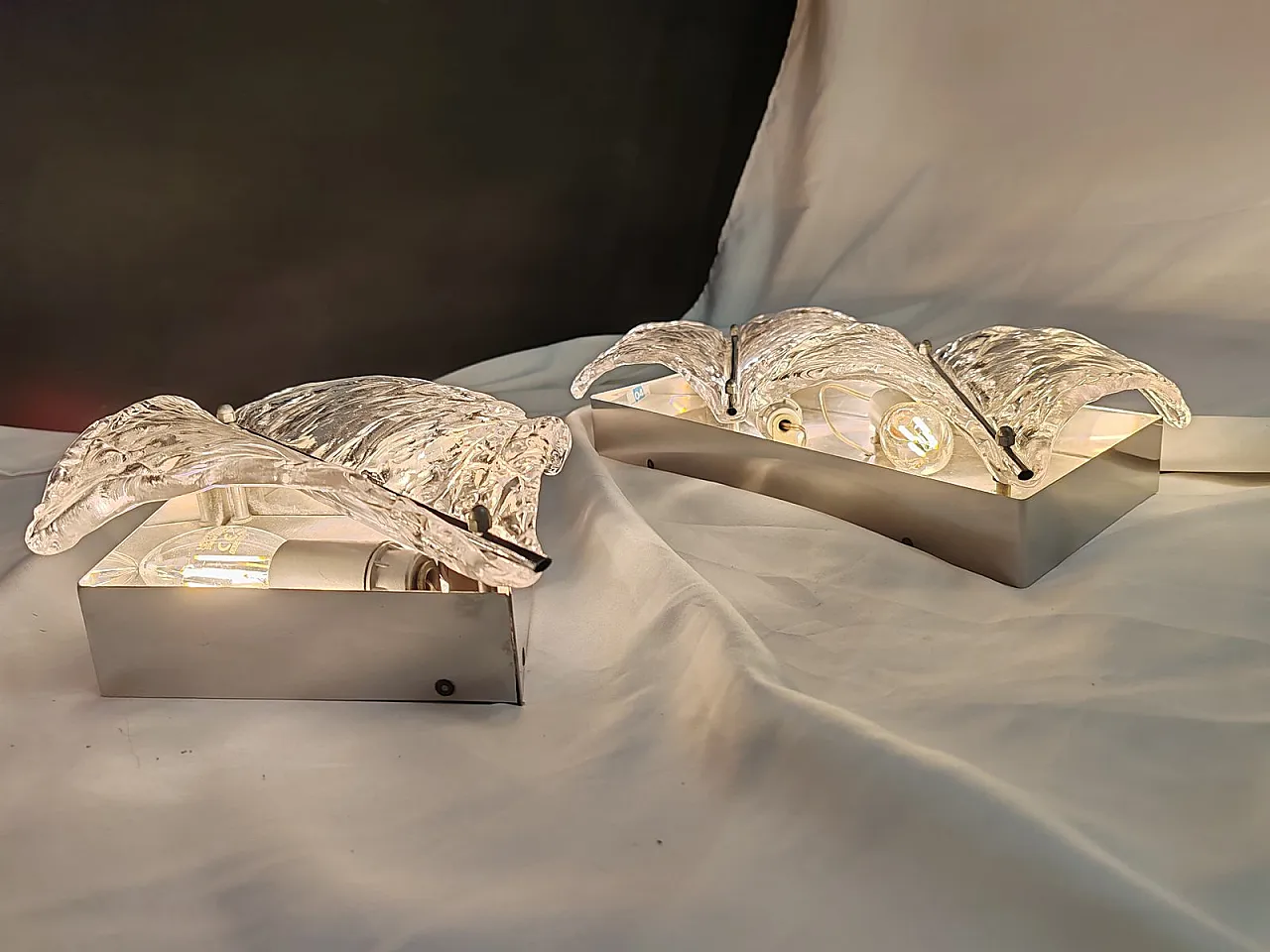 Pair of Murano glass wall lamps from Zero Quattro, 1970s 11