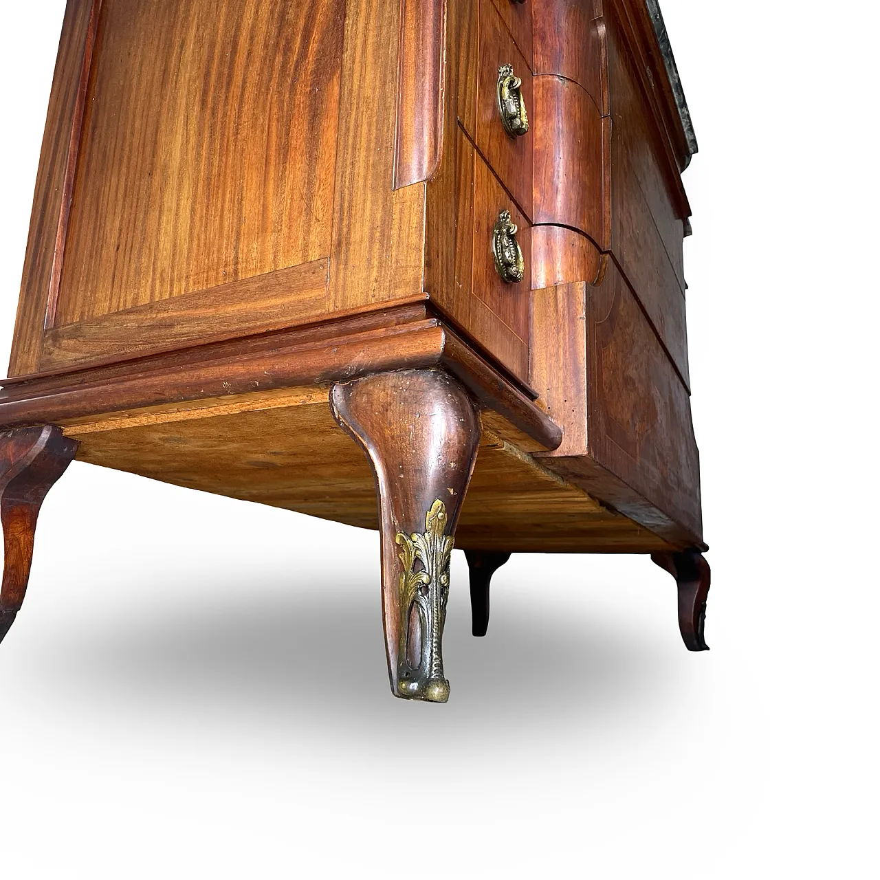Threaded chest of drawers inlaid with white/grey veined black marble 26