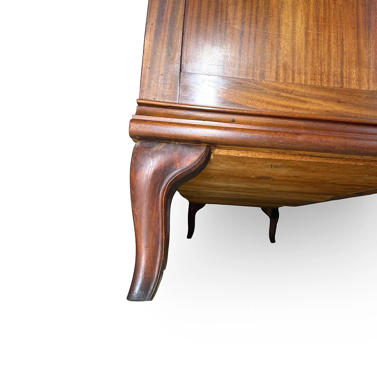 Threaded chest of drawers inlaid with white/grey veined black marble 58