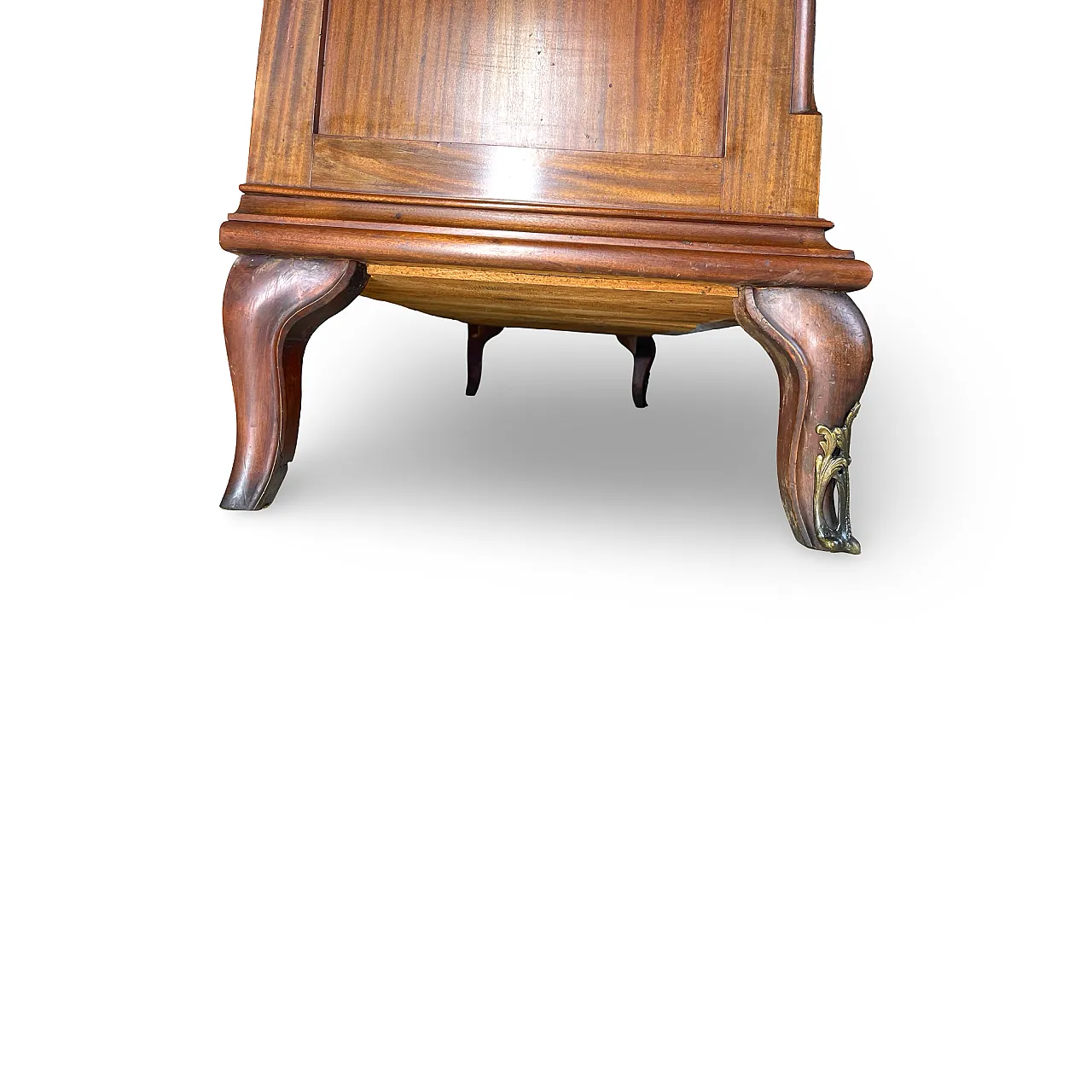 Threaded chest of drawers inlaid with white/grey veined black marble 59