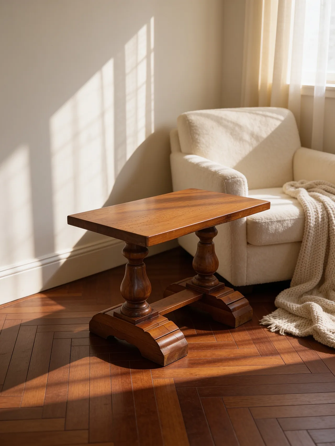 Rustic walnut wooden table, 1900s 2