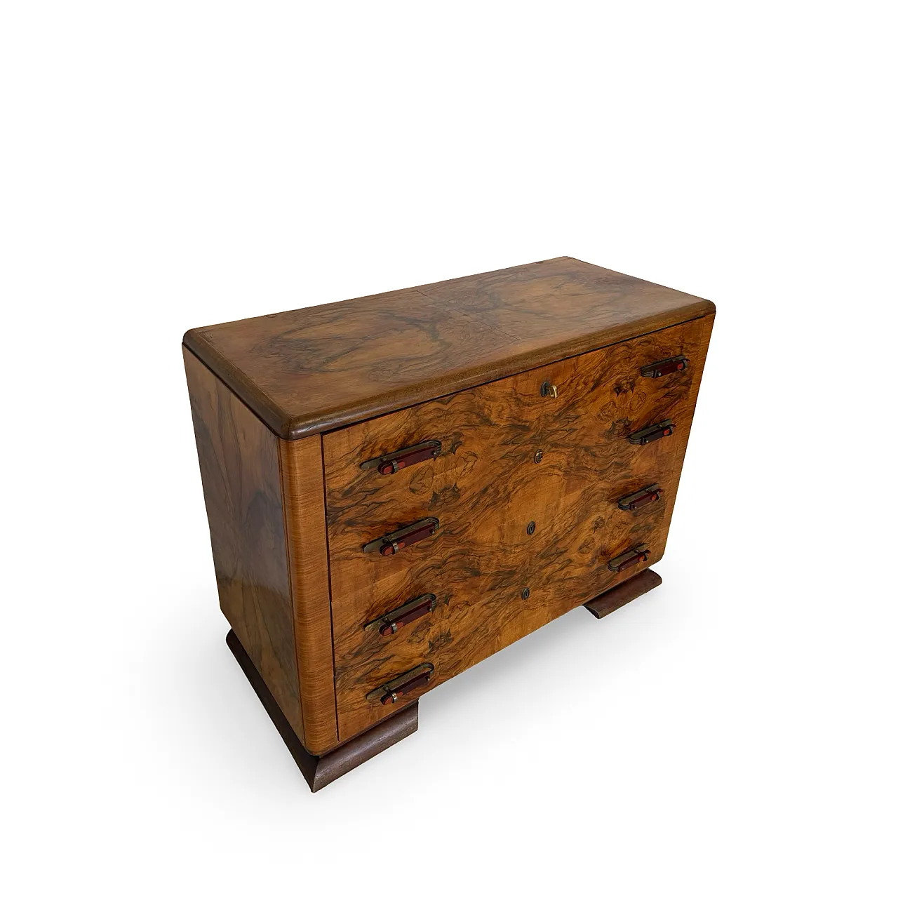 Italian art deco burl walnut chest of drawers, 1940s 8