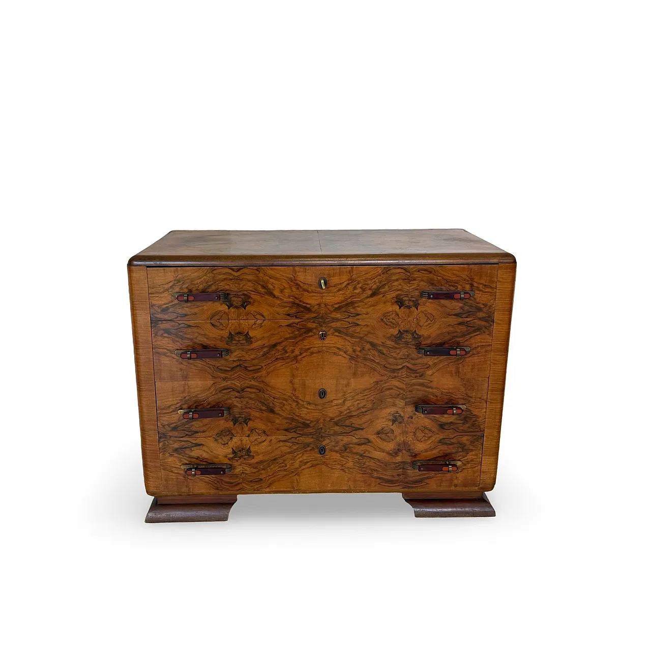 Italian art deco burl walnut chest of drawers, 1940s 9