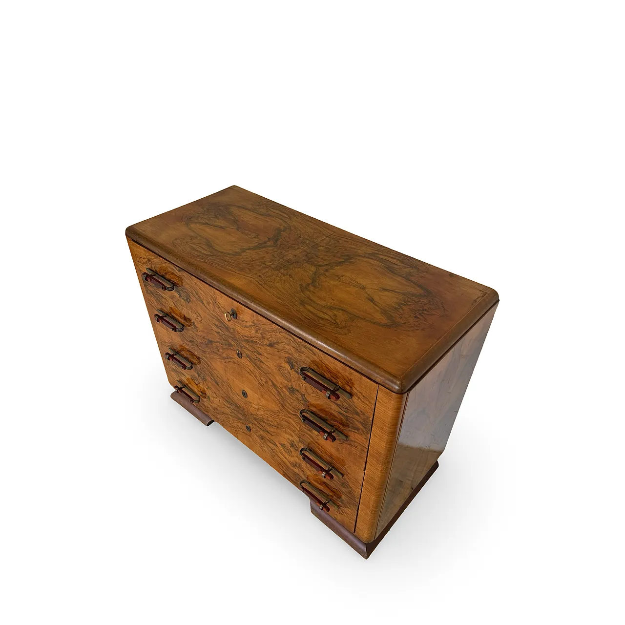 Italian art deco burl walnut chest of drawers, 1940s 10