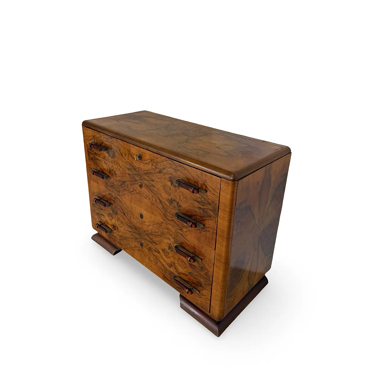Italian art deco burl walnut chest of drawers, 1940s 11