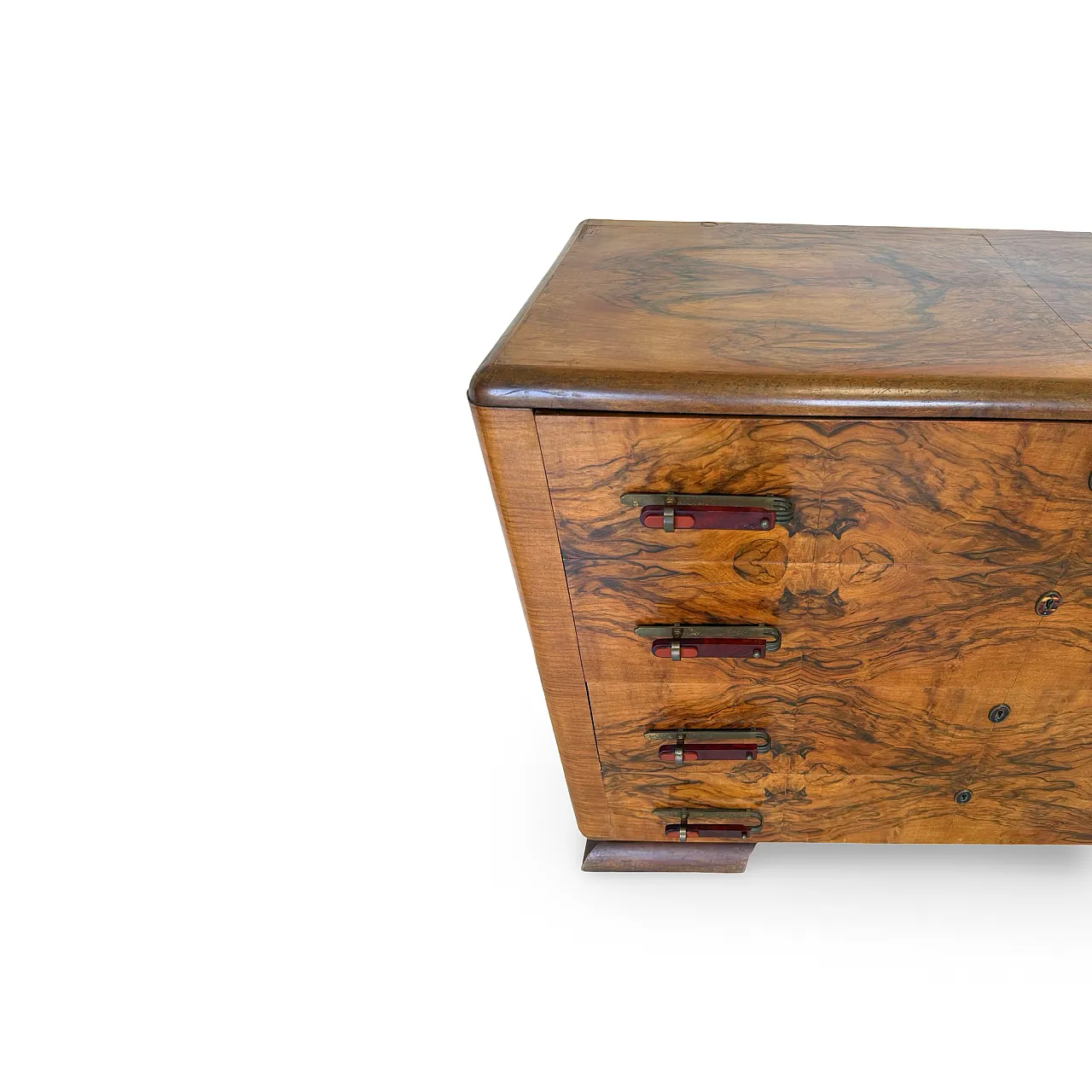 Italian art deco burl walnut chest of drawers, 1940s 15