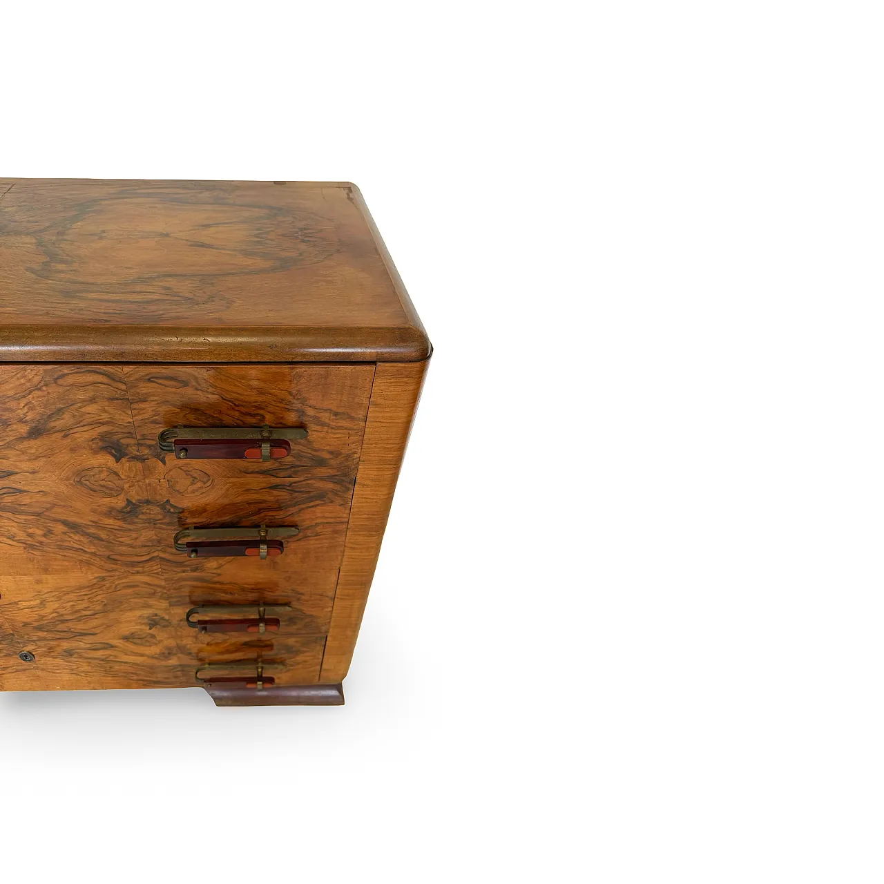 Italian art deco burl walnut chest of drawers, 1940s 18