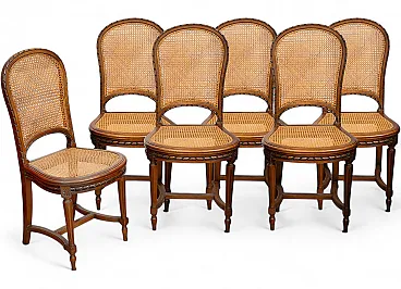 6 Napoleon III chairs in solid walnut and Vienna straw, 19th century